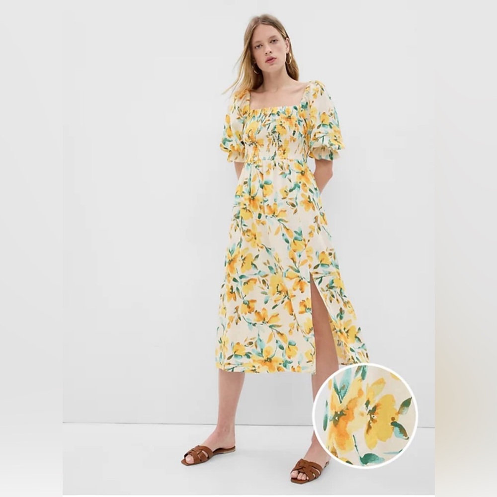 Gap Floral Yellow and Green Women's Dress